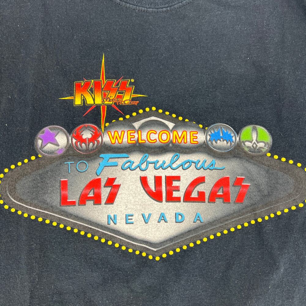 Vintage Gildan Label Las Vegas Nevada KISS Monster Golf Black T Shirt Size Small